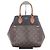 Louis Vuitton Borsa Tote MM in tela monogramma nero, bordeaux e crema