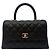 Chanel Borsa con patta piccola Caviar Coco Handle Black Nero