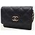 Chanel Portacarte con patta a soffietto e catena in pelle caviar nera Nero - vista 2
