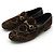 Gucci Mocassini Jordan GG Velvet Gold Horsebit marrone - vista 3