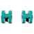 Hermès Orecchini Logo Pop Ash da donna Argento Blue Jean - vista 2