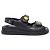 Chanel Sandali con velcro con fascia in pelle e patch con scritte nere Nero