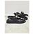 Chanel Sandali con velcro con fascia in pelle e patch con scritte nere Nero - vista 4