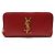 Saint Laurent Portafoglio lungo con zip in caviar rosso e monogramma dorato