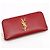 Saint Laurent Portafoglio lungo con zip in caviar rosso e monogramma dorato - vista 3