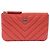 Chanel Pochette Classic Chevron Silver Coral Caviar - Non utilizzata Rosa