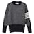 Thom Browne Crew Neck Strickpullover mit Ziernaht an den Ärmeln Blau