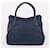 Prada Borsa Tote e Borsa a Spalla Vitello Placcata Oro Blu - vista 4