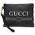Gucci Clutch in pelle con tracolla logo Web nero