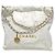 Chanel Sac à bandoulière blanc taille Medium avec chaîne dorée brillante