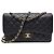 Chanel Bolsa de Ombro Black Caviar Gold Classic Flap Chain Large Series Preto