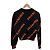 Balenciaga Kurzes Damen-Strickpullover aus Wolle mit Multi-Logo-Jacquard Orange Schwarz - Ansicht 4