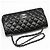 Chanel Borsa a tracolla Baguette Classic in agnello nero con catena argentata - vista 3