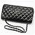 Chanel Borsa a tracolla Baguette Classic in agnello nero con catena argentata - vista 4