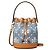 Tory Burch Borsa bucket Mini Monogram Denim rigenerata D'oro