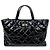 Chanel Borsa tote in pelle di vitello stropicciata nera Nero