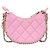 Chanel Mini bolsa transversal meia-lua em couro rosa
