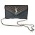 Saint Laurent Borsa a tracolla YSL Cassandra Medium Black Monogram Matelassé con catena argentata Nero
