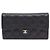 Chanel Portafoglio lungo da donna Black Caviar Gold CC Classic Flap Nero