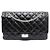 Chanel Vintage Schultertasche mit großer silberner Kette aus schwarzem Lackleder - Ansicht 10