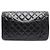 Chanel Vintage Schultertasche mit großer silberner Kette aus schwarzem Lackleder - Ansicht 12