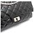 Chanel Vintage Schultertasche mit großer silberner Kette aus schwarzem Lackleder - Ansicht 14