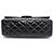 Chanel Vintage Schultertasche mit großer silberner Kette aus schwarzem Lackleder - Ansicht 16