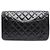 Chanel Vintage Schultertasche mit großer silberner Kette aus schwarzem Lackleder - Ansicht 3