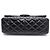 Chanel Vintage Schultertasche mit großer silberner Kette aus schwarzem Lackleder - Ansicht 7