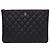 Chanel Clutch Medium Black Caviar CC Logo Silver Nero