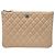 Timeless Chanel Clutch Classic Medium Rosa Beige Caviar con Chip Marrone