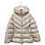 Moncler Chaqueta corta acolchada beige con capucha y cinturón Castaño