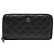 Chanel Portafoglio lungo classico in agnello nero con zip argentata