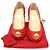 Christian Louboutin Scarpe Vendome con punta aperta e borchie per donna in vernice rossa Rosso - vista 2