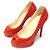 Christian Louboutin Scarpe Vendome con punta aperta e borchie per donna in vernice rossa Rosso - vista 3