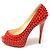 Christian Louboutin Scarpe Vendome con punta aperta e borchie per donna in vernice rossa Rosso - vista 4