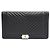 Chanel Cartera larga Boy de piel de cordero con chevron Negro