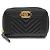 Chanel Cartera de tarjetas con cremallera Chevron Gold Boy Negro