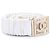 Chanel Cinturón de mujer de piel de cordero blanco con bandas Gold CC - vista 4