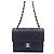 Chanel Bolso de hombro y bolso bandolera de piel de cordero con logotipo CC, Oro Champagne Azul