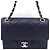 Chanel Bolso de hombro y bolso bandolera de piel de cordero con logotipo CC, Oro Champagne Azul - vista 5