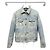 Amiri Distressed Denim Red Check Flannel Reversible Jacket