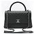 Borsa a Spalla Chanel Coco Handle Medium in Caviar Chevron Grigio Scuro Argento Marrone