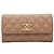 Chanel Cartera larga con solapa de caviar Plata