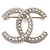 Chanel Gold Crystal Pearl CC Logo Brosche
