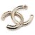 Chanel Gold Crystal Pearl CC Logo Brosche - Ansicht 3