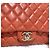 Chanel Borsa con patta classica in agnello rosso corallo con finiture oro - vista 5