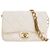 Chanel White Small Quilted Lambskin Chain Flap Bianco