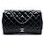 Clutch Chanel Black CC Trapuntata in Vernice con Catena Nero
