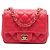 Chanel Red Mini Square Classic Lambskin Single Flap Rosso